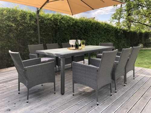 zestaw mebli dla 8 osób szary technoarttan stół 8 foteli