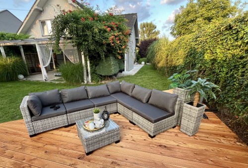 zestaw mebli ogrodowych PALERMO technorattan szary ogród narożnik na taras