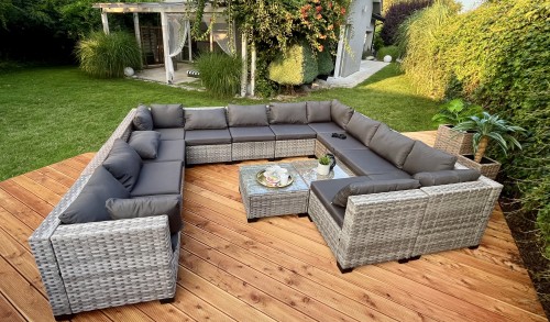 zestaw mebli ogrodowych Palermo xxl dla 6-8 osób technorattan szary ogród narożnik taras
