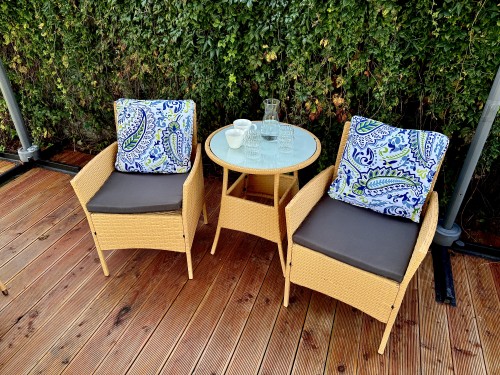 zestaw dla 2 osób technorattan jasny na balkon